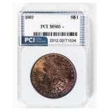 Coin 1887 Morgan Silver Dollar PCI MS65+