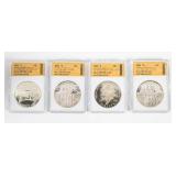 Coin (4) Commemorative Silver Dollars Certified