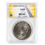 Coin 1926 Peace Silver Dollar ANACS MS62