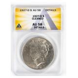 Coin 1927-D Peace Silver Dollar ANACS AU58*