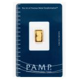 Coin 1.0 Gram Gold Bar PAMP  Certified