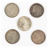 Coin (5) Morgan Silver Dollars 1921-D F-XF