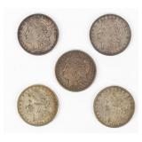 Coin (5) Morgan Silver Dollars 1921-D F-VF