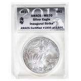 Coin 2011  American Silver Eagle ANACS  MS70