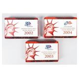 Coin (3) Silver Proof Sets 2002, 2003 & 2004