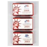 Coin (3) Silver Proof Sets 2003, 2005 & 2008