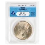 Coin 1922  Peace Silver Dollar ANACS  MS60*