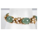 Jewelry 14kt Yellow Gold Jade & Pearl Bracelet