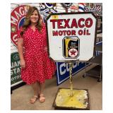Vintage Texaco Motor Oil Stand Up Porcelain Sign