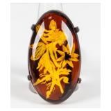 Jewelry Amber/Sterling Silver Cameo Ring