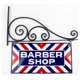 Vintage Barber Shop Porcelain Sign / Bracket