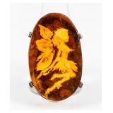 Jewelry Amber/Sterling Silver Cameo Ring