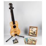 Gene Autry Guitar, Comics & Framed Photograph