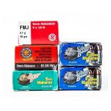 Ammo 217 Rounds 9mm Makarov Defensive & FMJ