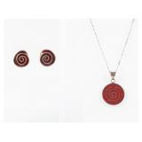 Jewelry Sterling Silver Earring & Necklace Set