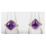 Jewelry 2 Vintage Sterling Silver Amethyst Rings