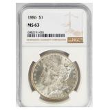 Coin 1886 Morgan Silver Dollar NGC MS63