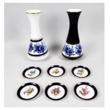 Group of Bavarian Porcelain Vases & Saucers