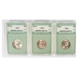 Coin (3) Silver Quarters 1943-D, 44-D & 45-D BU