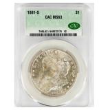 Coin 1881-S Morgan Silver Dollar CAC MS63