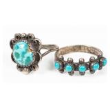 Jewelry 2 Vintage Sterling Silver Turquoise Rings