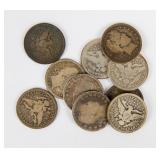 Coin (10) Early Date Barber Quarters in Good