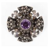 Jewelry Sterling Silver Jerusalem Sapphire Brooch