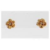 Jewelry 14kt Yellow Gold Rose Earrings
