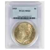 Coin 1925 Peace Silver Dollar PCGS MS64