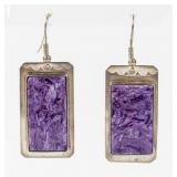Jewelry Sterling Silver Charoite Earrings