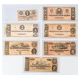 Coin (7) Genuine Confederate Notes