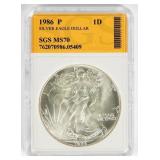 Coin 1986-P  American Silver Eagle SGS MS70