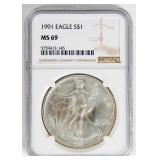 Coin 1991  American Silver Eagle NGC MS69