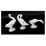 Lot of 3 Lladro Porcelain Geese Figurines