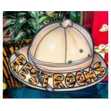 Safari Hat 'Restrooms'   Figural Display Sign