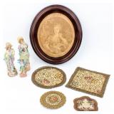 Vintage Victorian Style Figurines / Tapestry  +