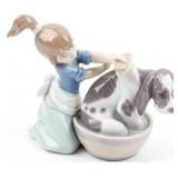 Lladro Figurine " Bashful Bather"  Dog Bath  5455