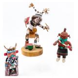 3 Native American Indian Kachina Dolls