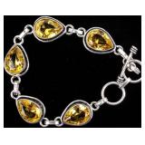 Jewelry Sterling Silver Yellow Stone Bracelet