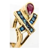 Jewelry 10kt Yellow Gold Ruby & Sapphire Ring