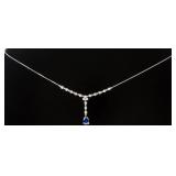 Jewelry 14k White Gold Sapphire & Diamond Necklace