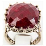 Jewelry Sterling Silver Red Colored Stone Ring