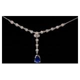Jewelry 14k White Gold Sapphire & Diamond Necklace