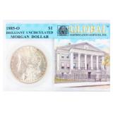 Coin 1885-O Morgan Silver Dollar BU Certified