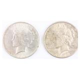 Coin 2 Peace Silver Dollars 1924-S & 1927-D AU