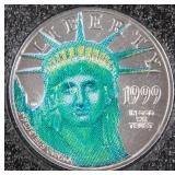 Coin 1999 $10 Platinum U.S. Coin BU Colorized