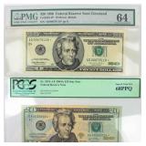 Coin 2 Certified $20 Federal Reserve Notes -Star