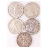 Coin 5 Walking Liberty Half Dollars1930