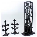 Contemporary Fireplace Tool Set and Andirons