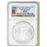Coin 2013-S  Silver Eagle NGC MS69 .999 Silver